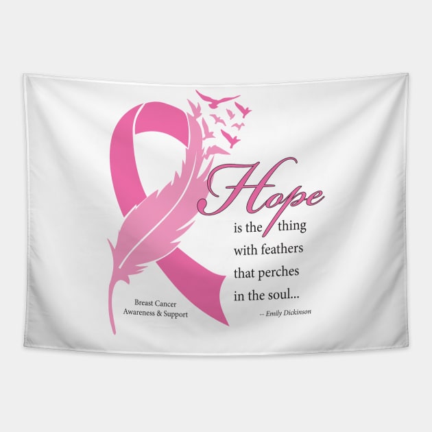 Breast cancer hope quote with black type Tapestry by Just Winging It Designs