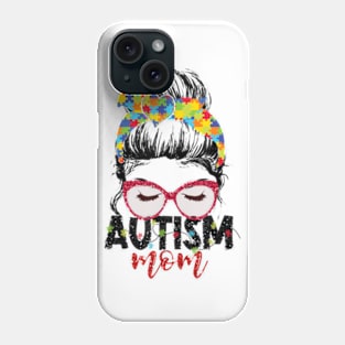 Autism Mom Puzzle Pieces Glasses Autism Awareness Woman Cute Phone Case