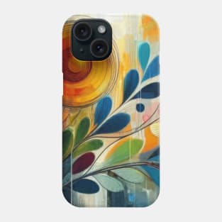 Abstract Orange Blue Red Flower and Leaves Phone Case