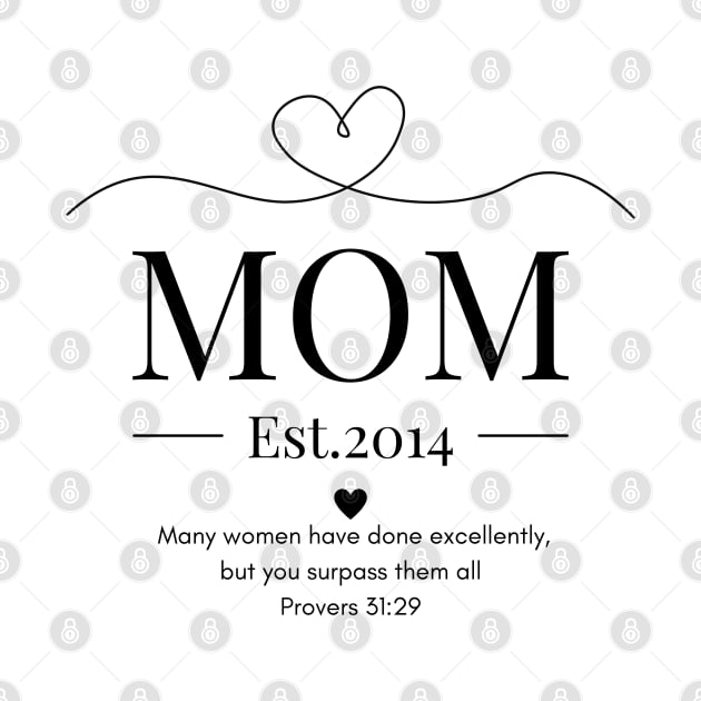 Many Women Have Done Excellently, but You Surpass Them All Mom Est 2014 by Beloved Gifts