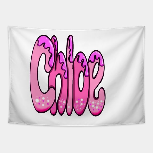 Chloe first name Graffiti style Pink Letters customised personalised custom gifts for girls Tapestry by Artonmytee