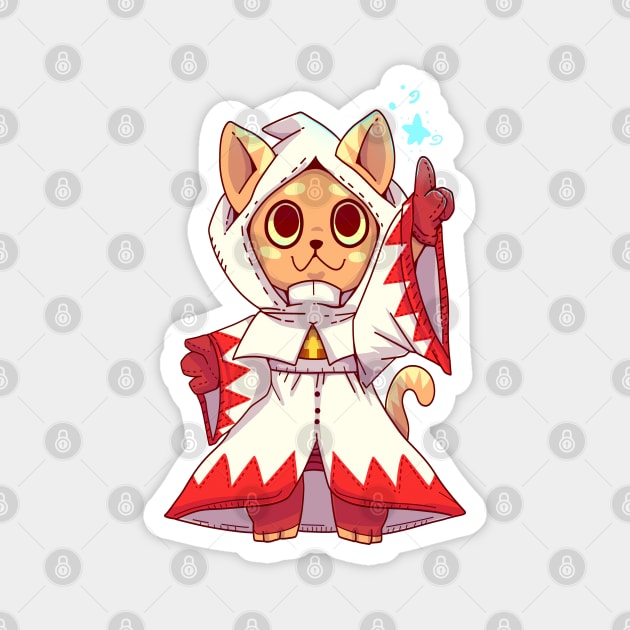 White mage Fantasy Cat Magnet by TechraNova