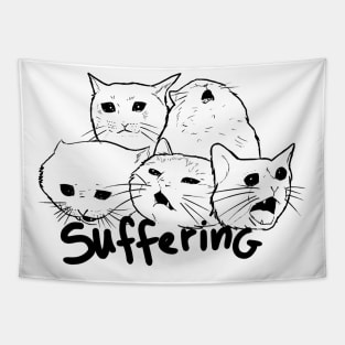 Suffering- crying cat meme Tapestry