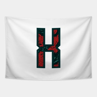 Modern Rose Floral Initial Name Alphabet - Letter X Tapestry