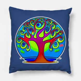 Vibrant 70s Style Planet Earth Snow Globe with Tree of Life (MD23ERD007b) Pillow