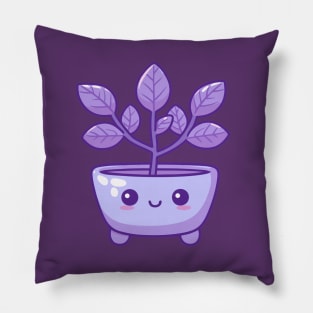 Cute Plant in a Pot | Decorative House Plant in Kawaii Style | Design for Kawaii Plant Lovers Pillow