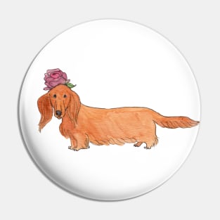 Dachshund with flower Pin