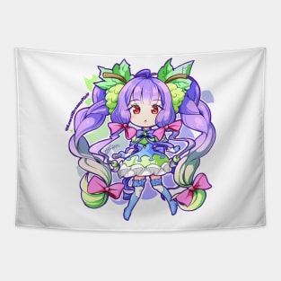 Grape Miku Hatsune chibi fruit Tapestry