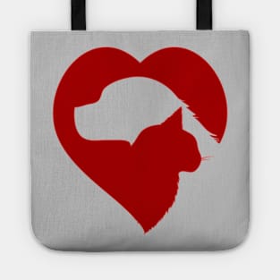 Cat and dog heart - cute I love pets design for animal lovers Tote