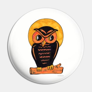 Vintage Owl Halloween Art Design Pin