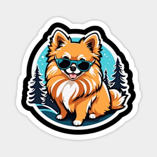 Pomeranian Christmas Drawing Magnet