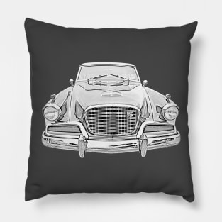 Studebaker Golden Hawk 1950s American classic car monochrome Pillow