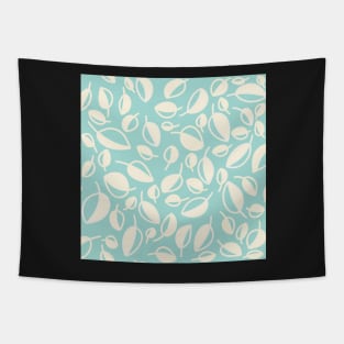 Simple Leaves on Blue Tapestry