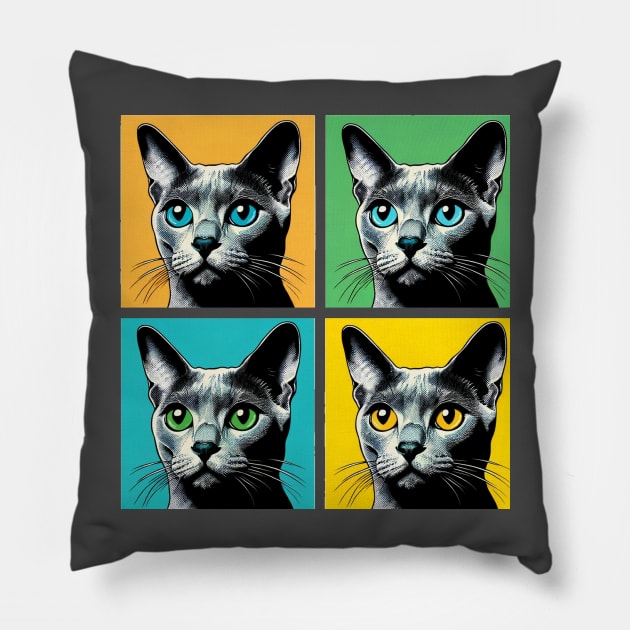 Korat Cat Pop Art - Cat Lovers Pillow by PawPopArt