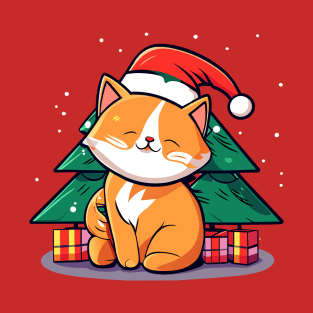 Santa Cat and Christmas Tree T-Shirt