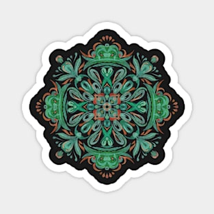 Ornamental decoration in green and red, boho Magnet