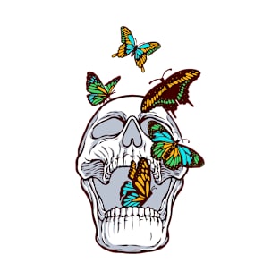 colorful butterflies skull T-Shirt