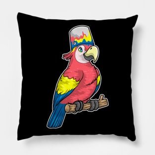 Parrot on Branch with Bucket Paint Pillow