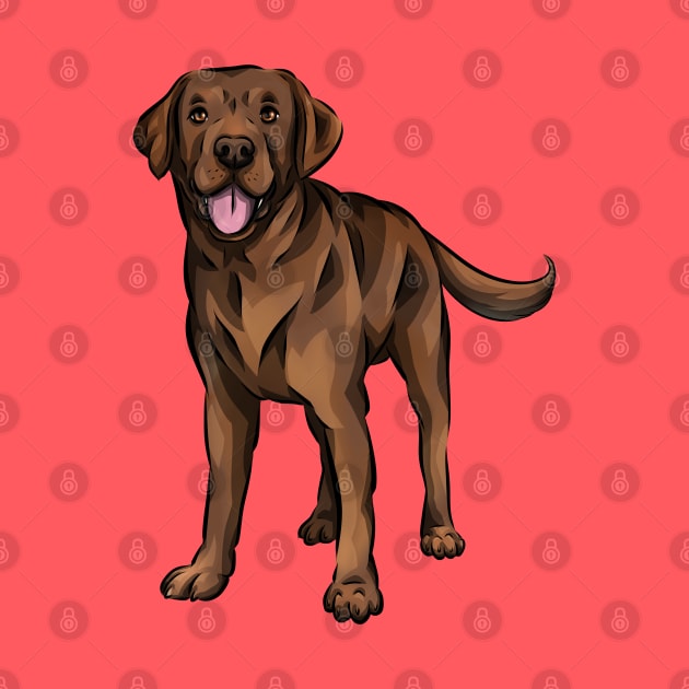 Cute Chocolate Labrador Dog by Shirin Illustration