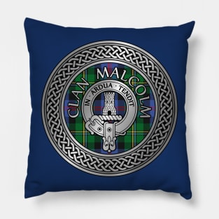 Clan Malcolm Crest & Tartan Knot Pillow