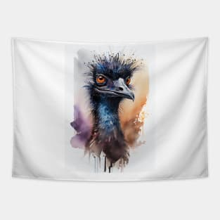 Emu bird art watercolor Tapestry