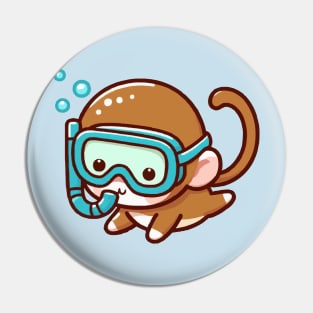 Cute monkey Snorkeling Pin