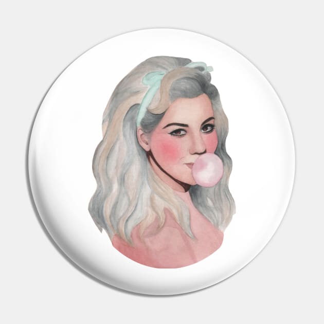 Marina Diamandis Electra Heart watercolor Pin by GinaaArts