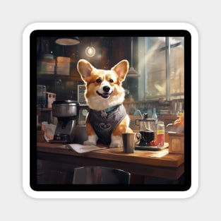 Barista Corgi Magnet