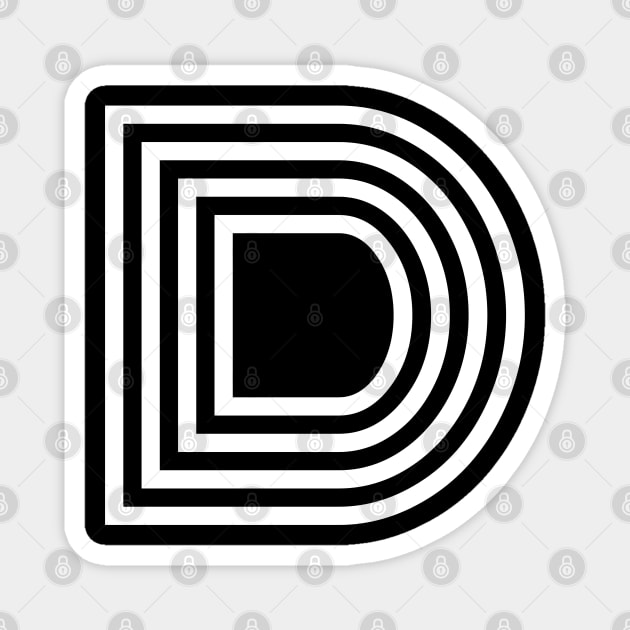 Letter D Uppercase Black White Stickers, Magnet