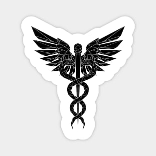 Black Polygonal Caduceus Symbols Magnet