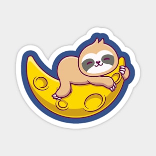 cute sloth sleeping in coffee cup Magnet