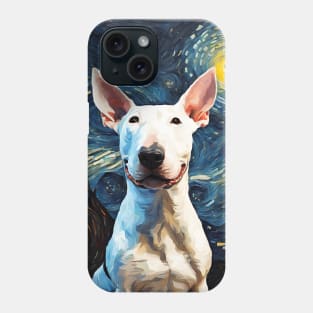 Cute Adorable Bull Terrier Dog Breed Painting in a Van Gogh Starry Night Art Style Phone Case