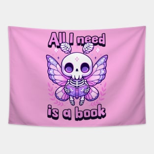 All I need is a Book Cute Kawaii Reader Moth Tapestry