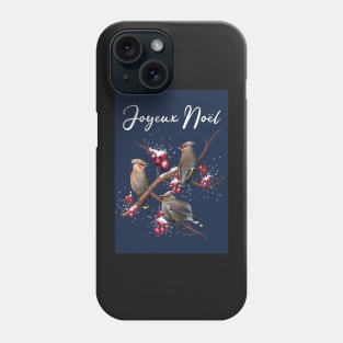 Bohemian Waxwings French Christmas Card Phone Case