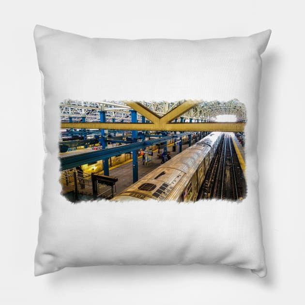 Coney Island Station Pillow by Laybov