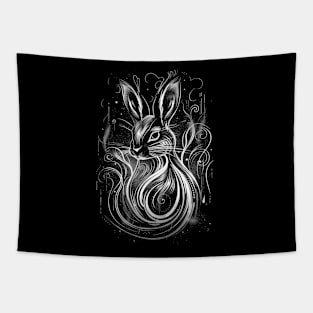 Minimalist Abstract White Rabbit Tapestry