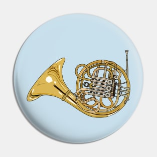 French horn cartoon illustration Pin