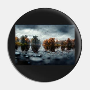 Foggy Lake Falling Raindrops On A Rainy Autumn Day Pin