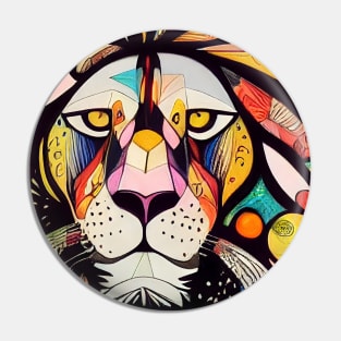 Abstract lion face from ornament. Pin