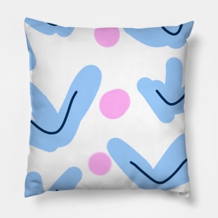 Blue pink floral watercolor art Pillow