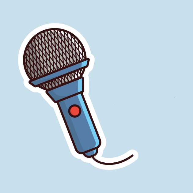 Microphone Sticker for broadcast and show vector illustration. Technology object icon concept. Musical element for singing sticker design logo. by AlviStudio