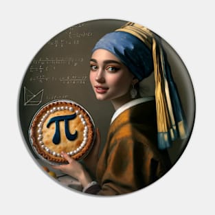 Pi Day Elegance: Girl with a Pearl Earring Goes Mathematical Pin