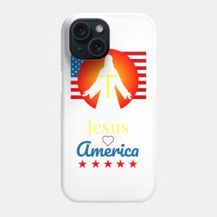 4th of July Jesus Loves America American Flag Phone Case