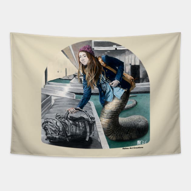 Mythological Creature World Vacation Realistic Artwork Tapestry by Helms Art Creations