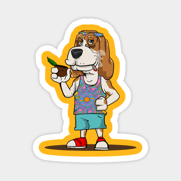 Hippie basset hound dog Magnet by Deduder.store