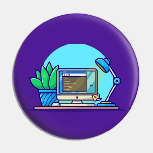 Workspace Cartoon Vector Icon Illustration Pin