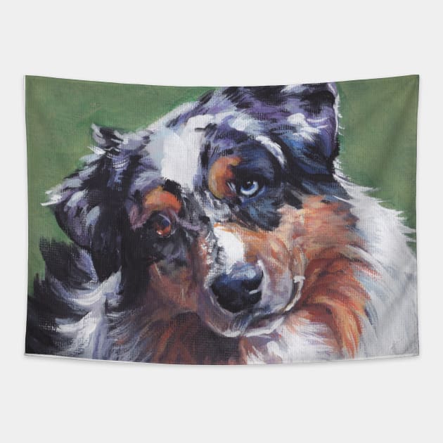 Australian Shepherd Fine Art Painting Tapestry by LASHEPARD