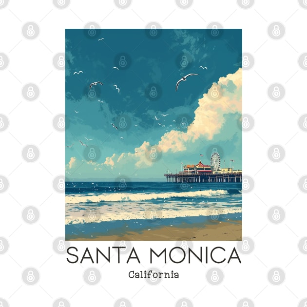 A Vintage Travel Illustration of Santa Monica - California - US by goodoldvintage