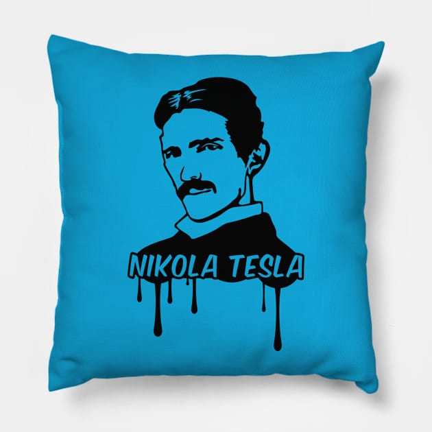 Nikola Tesla Pillow by badbugs