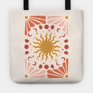 Celestial Sun and Moon Terracotta Tote